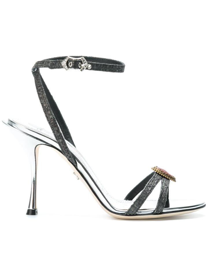 Dolce & Gabbana Heart Embellished Sandals - Grey
