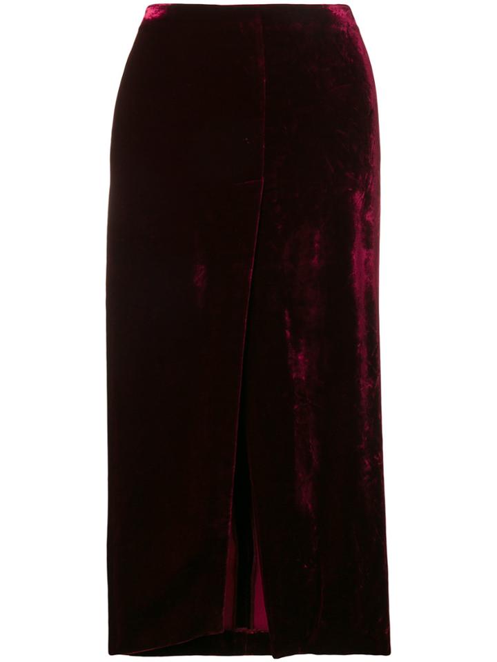 Romeo Gigli Vintage Front-slit Midi Skirt - Red