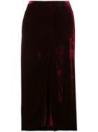 Romeo Gigli Vintage Front-slit Midi Skirt - Red