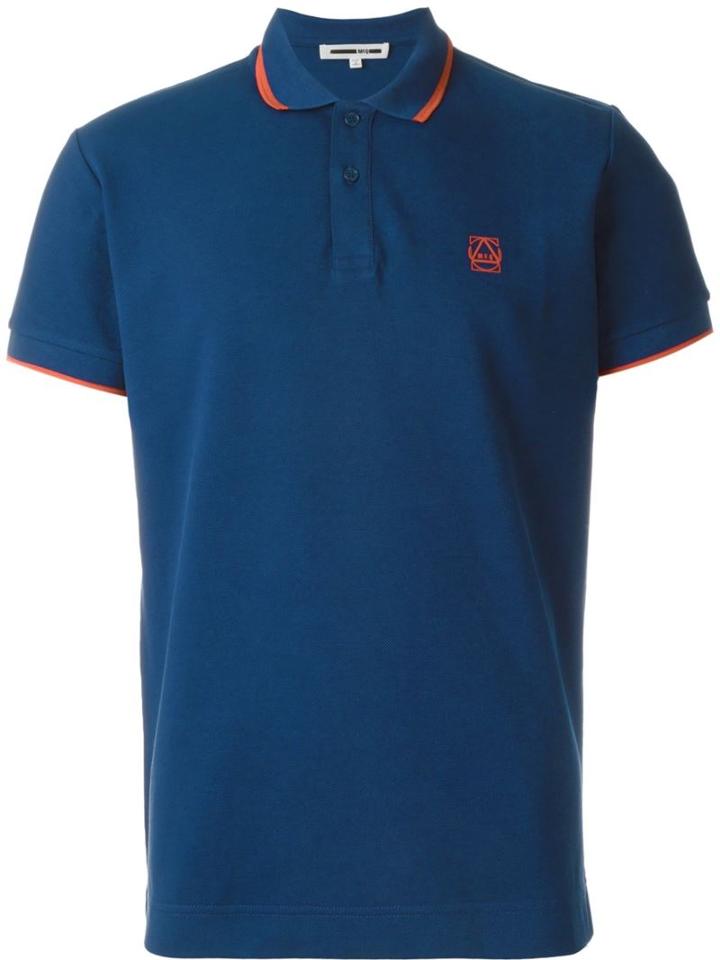 Mcq Alexander Mcqueen Piped Collar Polo Shirt, Men's, Size: M, Blue, Cotton