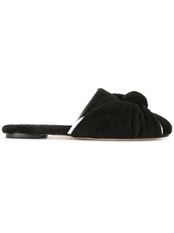 Mara & Mine Caroline Terry Knot Mules - Black