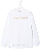 Alberta Ferretti Kids Teen Embellished Logo Sweatshirt - White