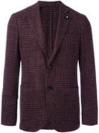 Lardini Pied-de-poule Blazer, Men's, Size: 52, Red, Silk/polyamide/cupro/wool