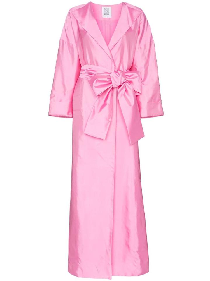 Rosie Assoulin Oversized Sash Silk Coat - Pink & Purple