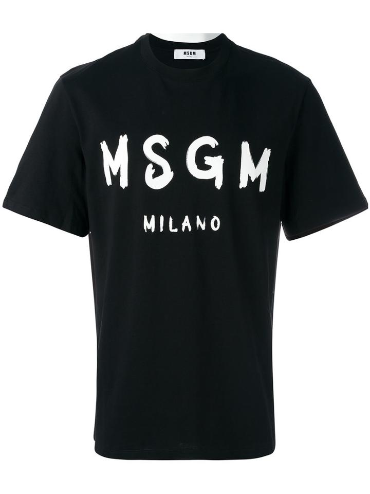 Msgm - Logo Print T-shirt - Men - Cotton - L, Black, Cotton