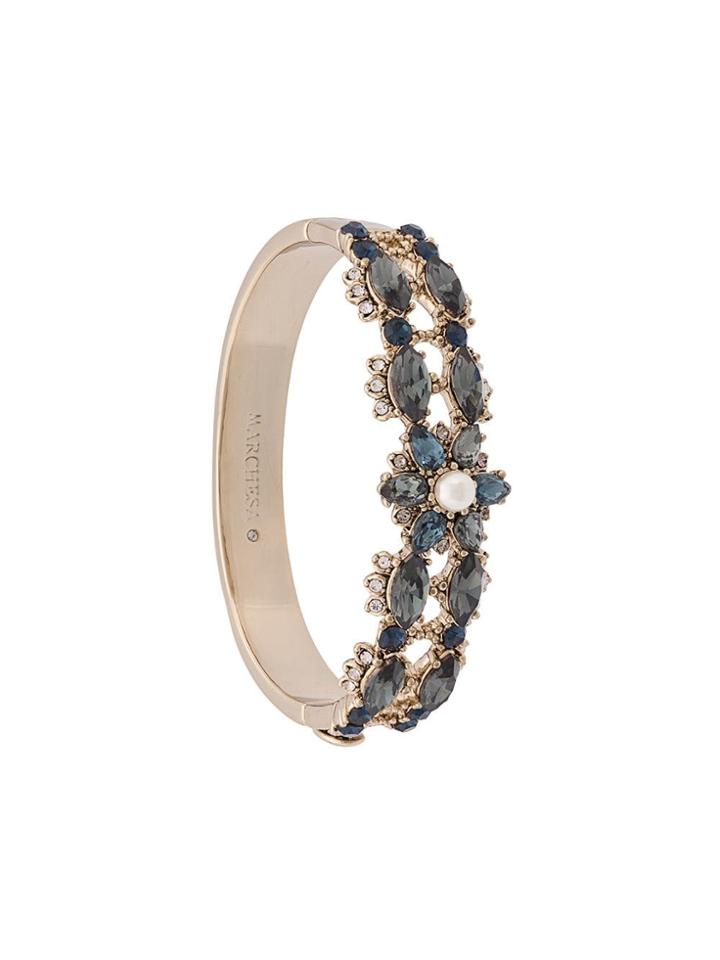 Marchesa Notte Embellished Flower Cuff Bracelet - Metallic