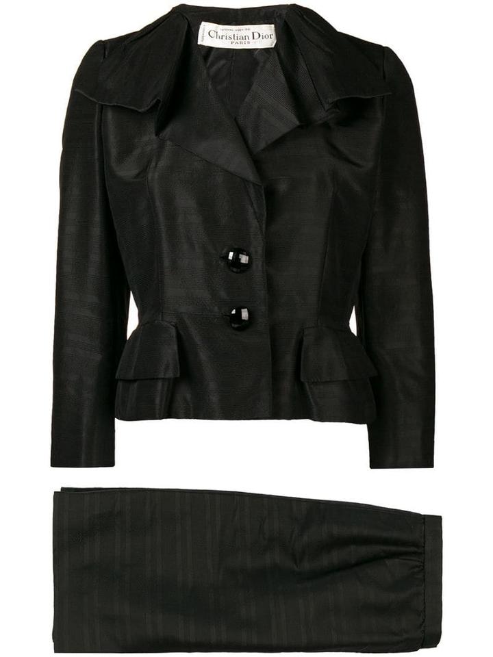 Christian Dior Pre-owned 1981 Ruffled Skirt Suit - Black
