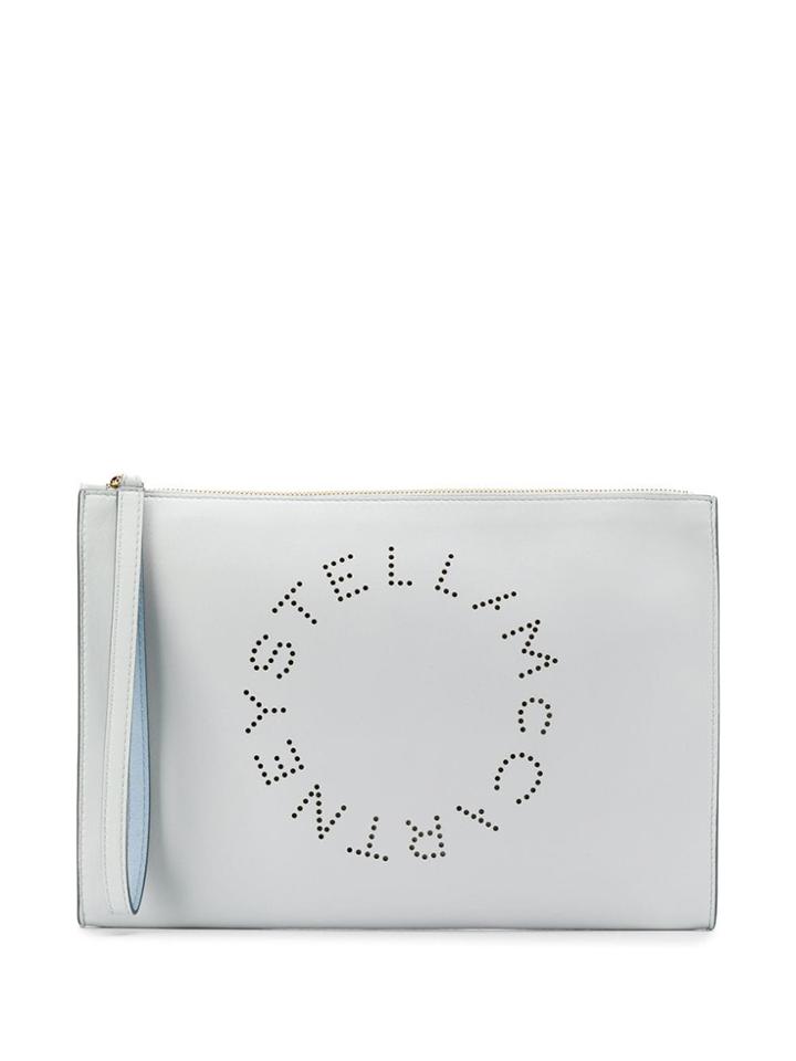 Stella Mccartney Perforated Logo Clutch - Blue