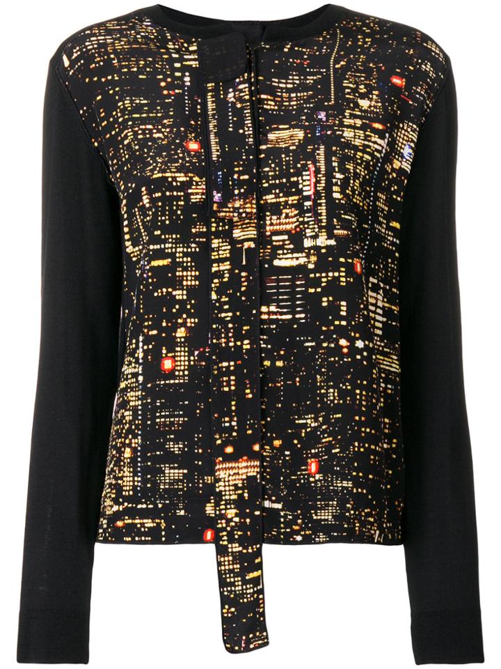 Marc Jacobs Printed Front Tie Neck Cardigan-style Top - Black
