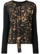 Marc Jacobs Printed Front Tie Neck Cardigan-style Top - Black