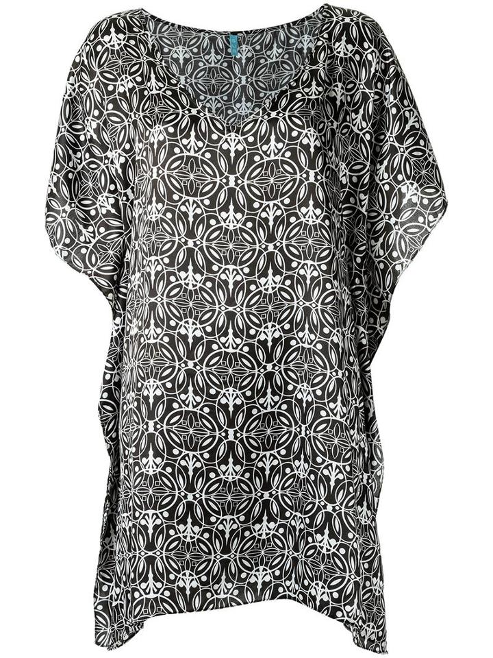 Sub Printed Beach Dress, Women's, White, Silk