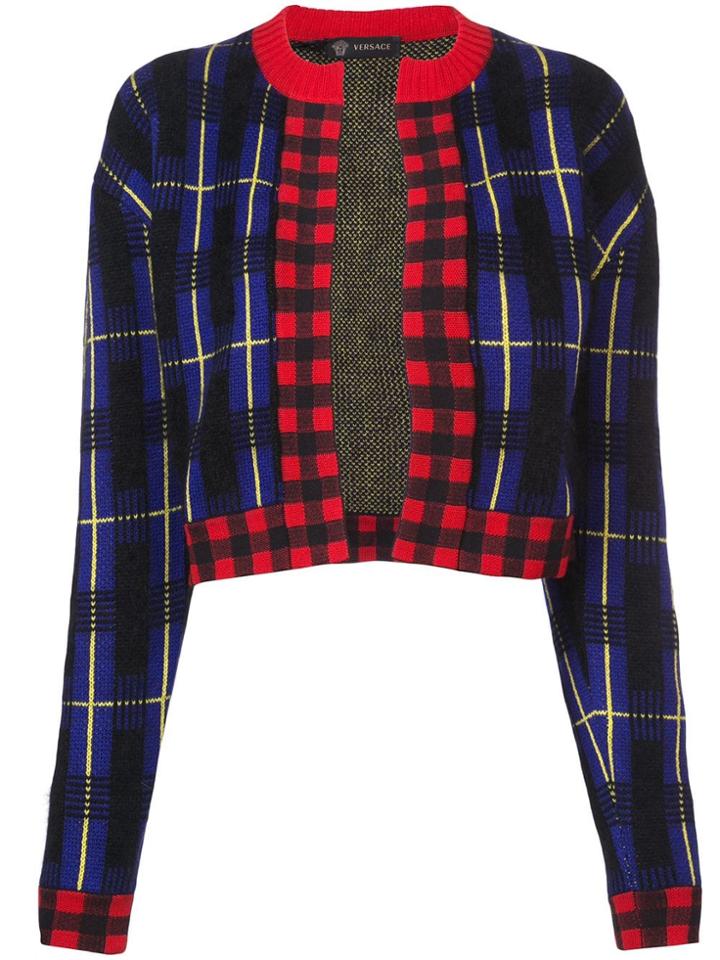 Versace Knitted Check Jacket - Blue