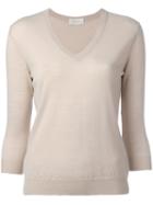 Zanone - V Neck Sweatshirt - Women - Virgin Wool - 46, Nude/neutrals, Virgin Wool