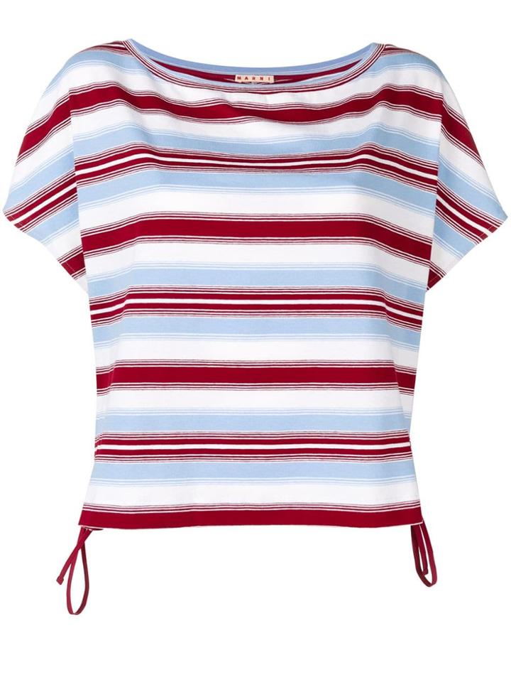 Marni Striped Round Neck T-shirt - Red