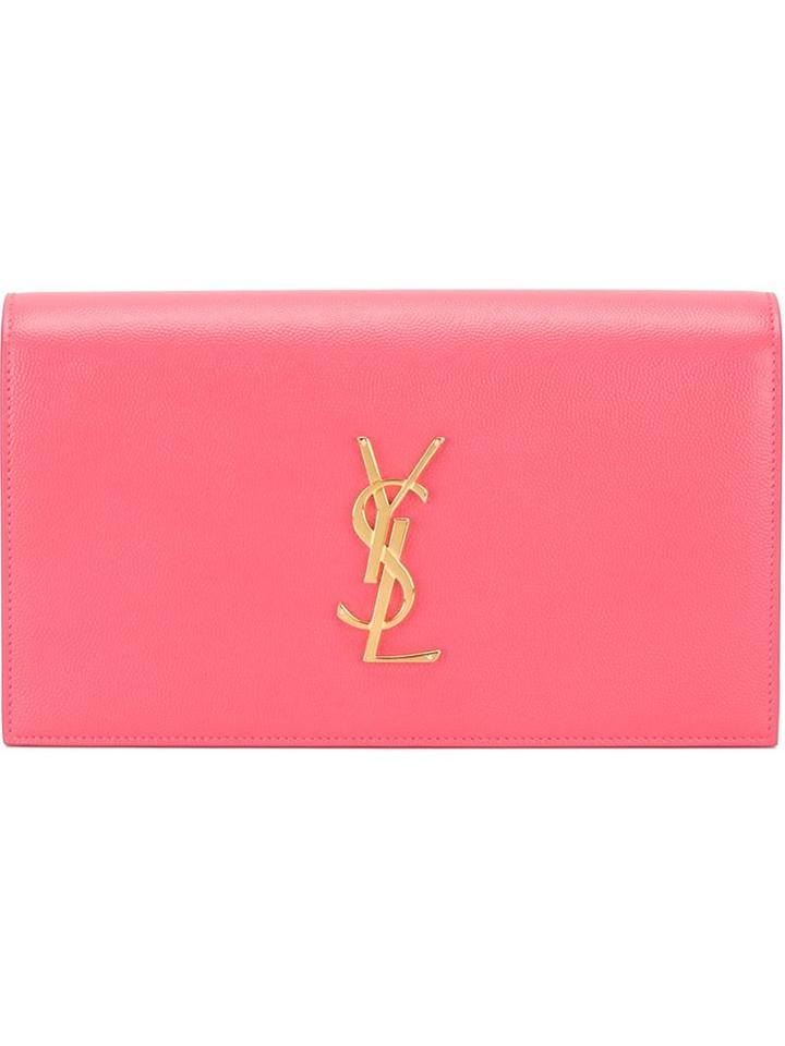 Saint Laurent Classic Monogram Clutch, Women's, Pink/purple, Calf Leather