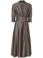 Prada Metallic High-collar Dress - Brown