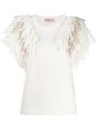 Twin-set Tassel Shoulder Knitted Top - White