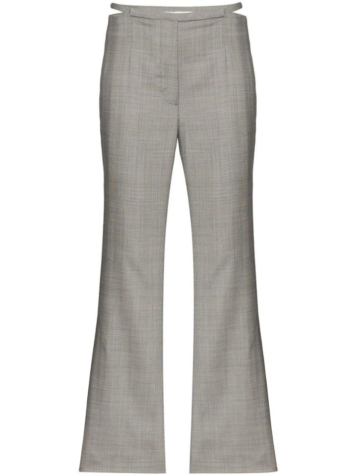 Xu Zhi Checked Split Front Trousers - Grey