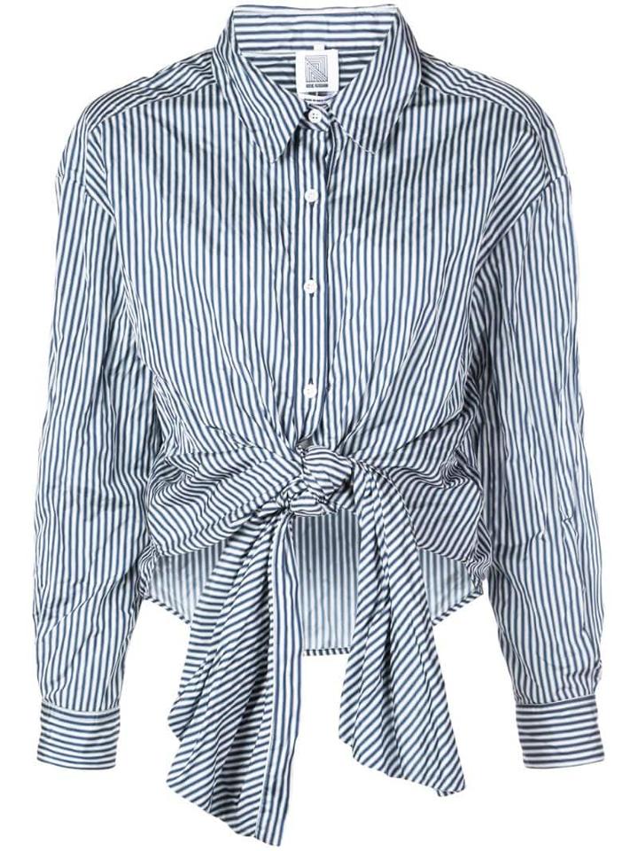 Rosie Assoulin Striped Wrap-style Shirt - Blue