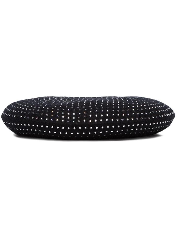 Saint Laurent Diamanté Embellished Beret - Black