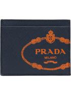 Prada Saffiano Leather Credit Card Holder - Blue