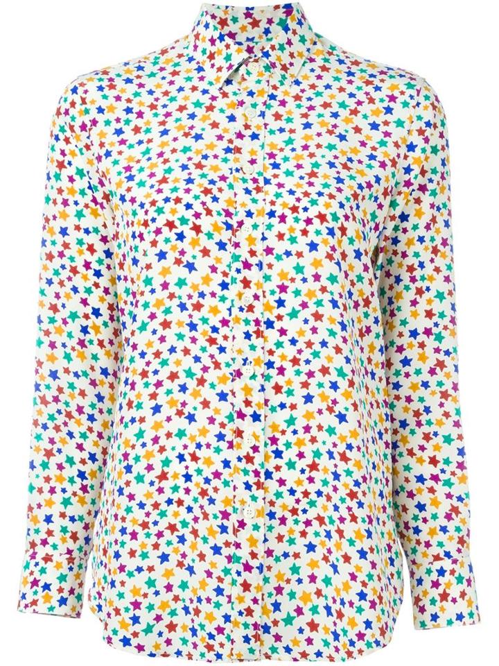 Saint Laurent Star Print Shirt, Women's, Size: 40, Silk