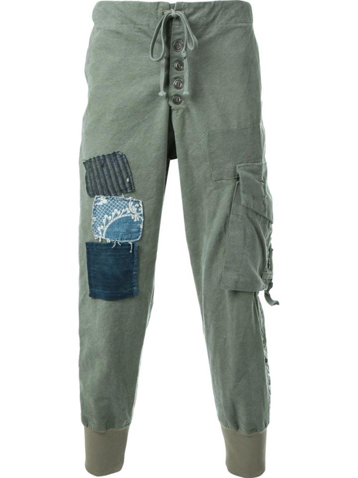 Greg Lauren Patchwork Drawstring Cargo Trousers