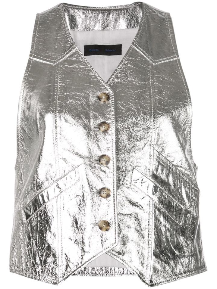 Proenza Schouler Metallic Leather Vest - Silver