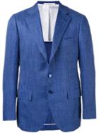 Cesare Attolini Texture Blazer, Men's, Size: 50, Blue, Silk/linen/flax/wool/bemberg