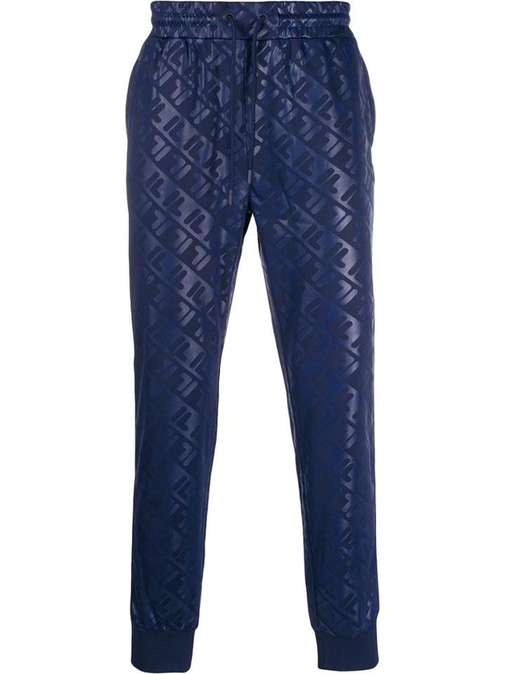 Fila Monogram Print Track Pants - Blue