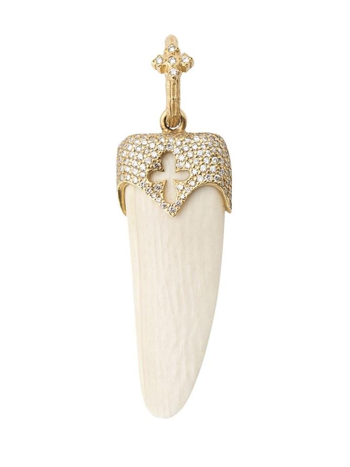 Loree Rodkin Diamond Maltese Cross Mammoth Bone Pendant