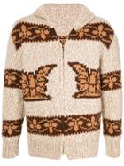 Fake Alpha Vintage Intarsia Knit Cardigan - Brown