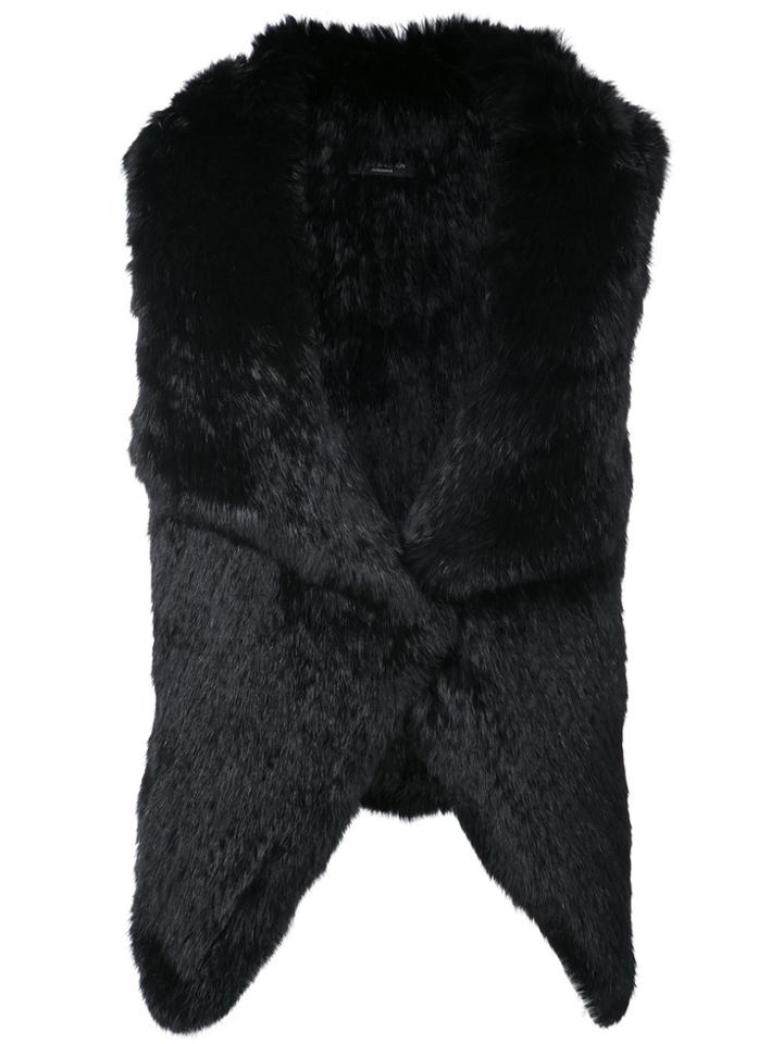 Meteo By Yves Salomon Curved Hem Gilet - Black