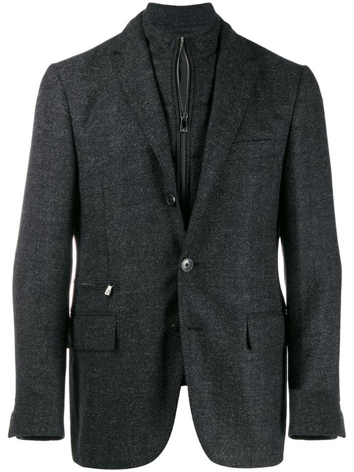 Corneliani Layered Zip-up Blazer - Grey