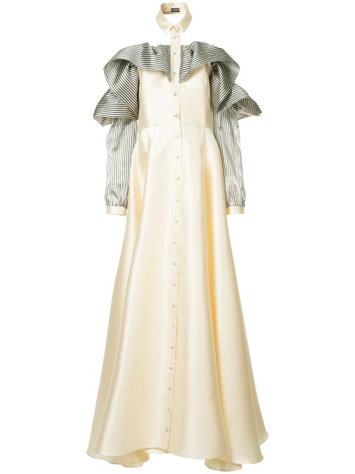 Alexis Mabille Ruffled Sleeve Gown - White
