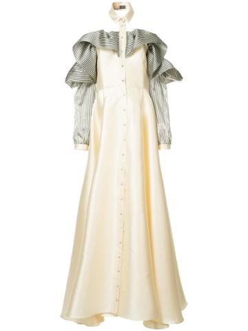 Alexis Mabille Ruffled Sleeve Gown - White