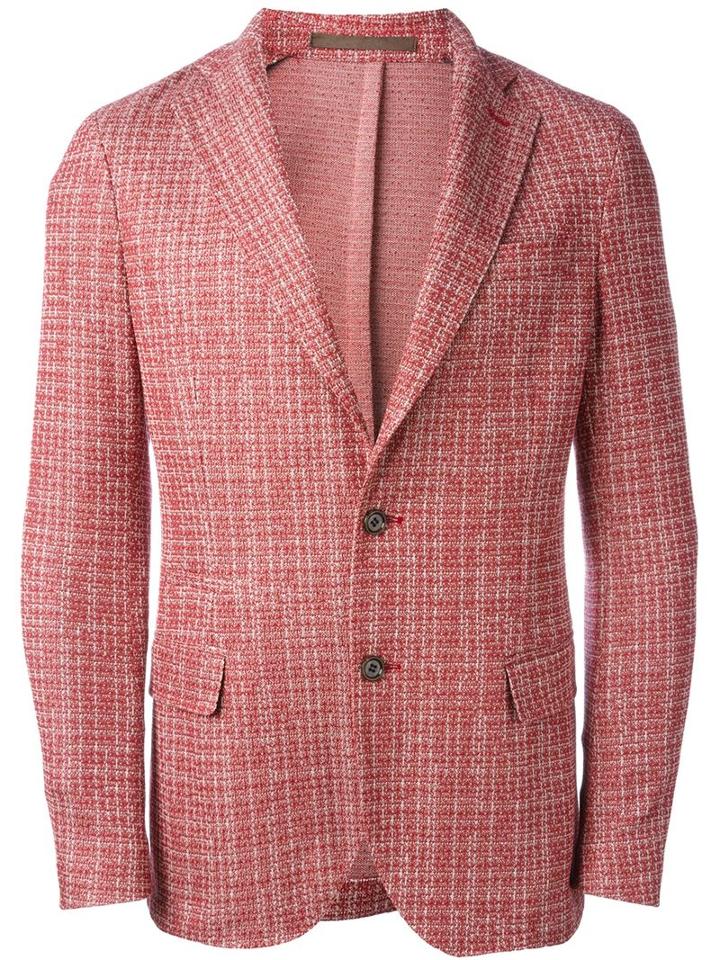 Eleventy Two Button Blazer, Men's, Size: 52, Red, Cotton