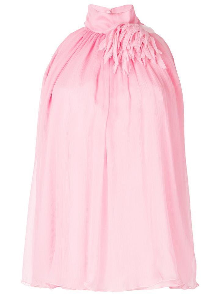 Blumarine Floral Appliqué Top - Pink & Purple