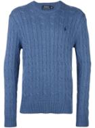 Polo Ralph Lauren Cable Knit Jumper, Men's, Size: Large, Blue, Cotton