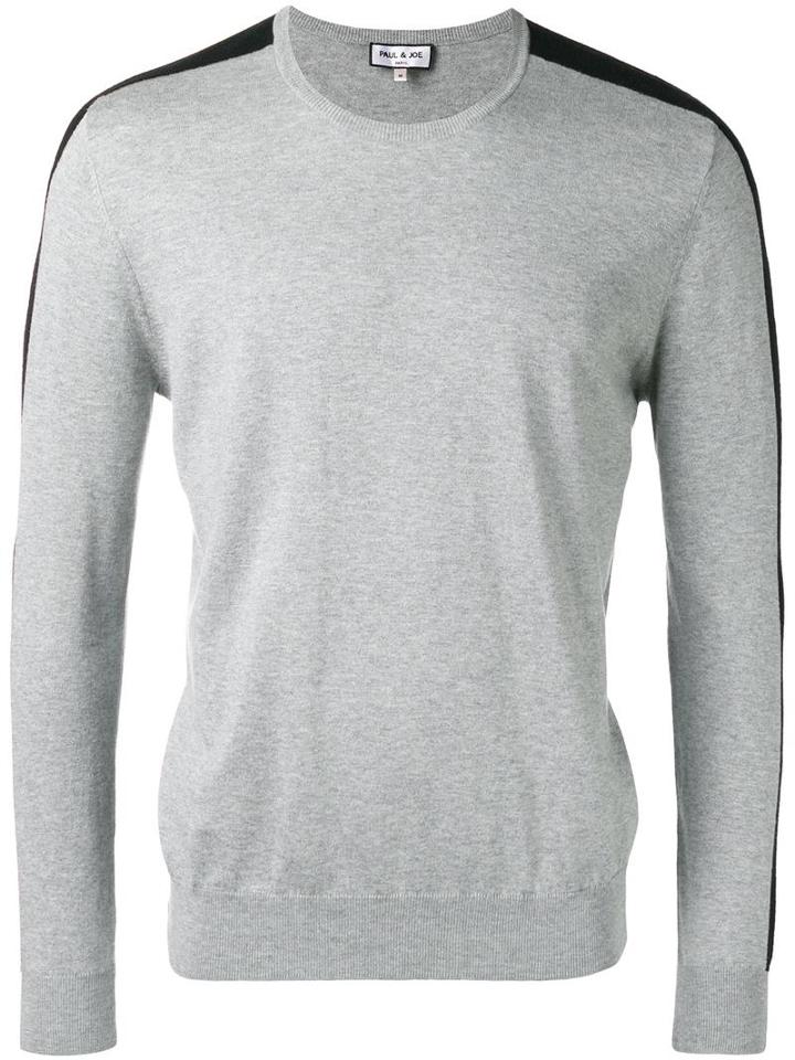 Paul & Joe Striped Sleeve Jumper, Men's, Size: Xl, Grey, Silk/cotton
