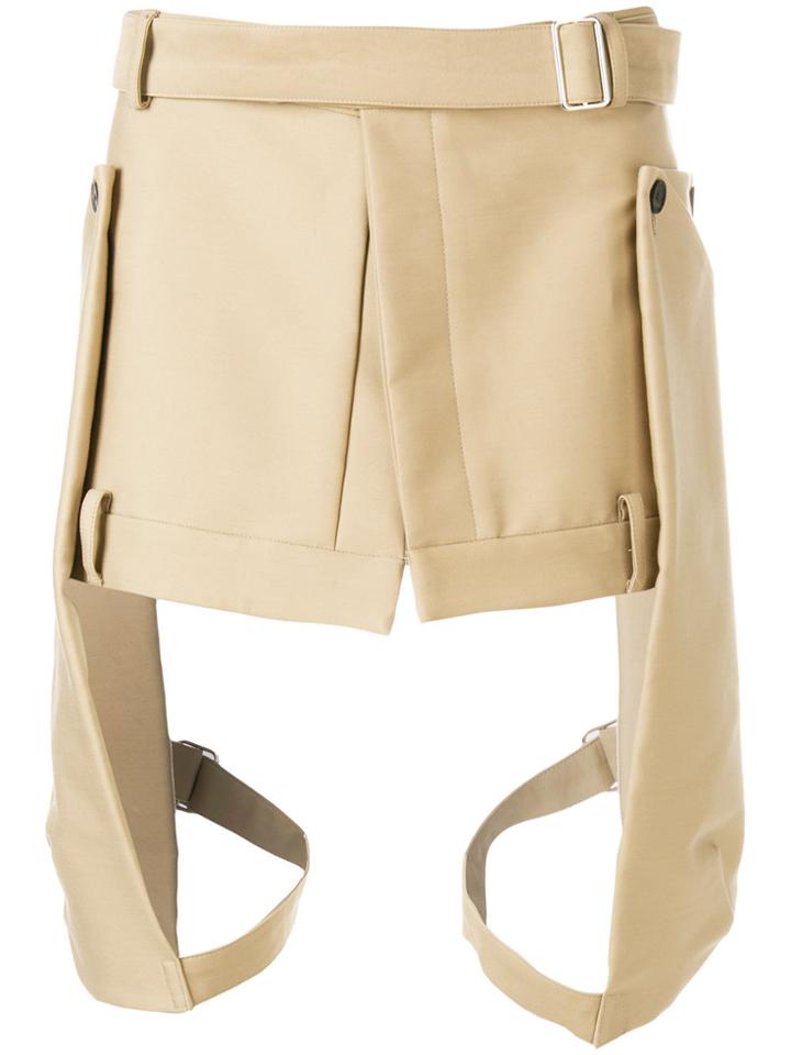 Les Hommes Leg Strap Shorts - Nude & Neutrals