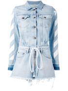Off-white - Long Sleeve Denim Playsuit - Women - Cotton/polyester - S, Blue, Cotton/polyester