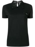 Miu Miu Organza-trimmed Jersey Top - Black