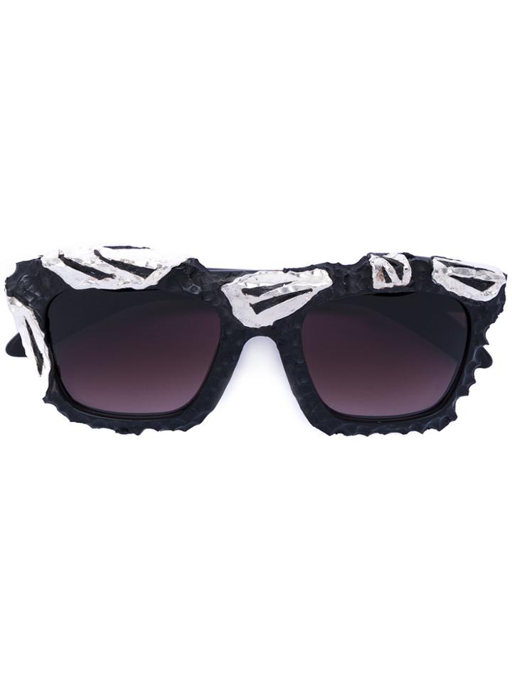 Kuboraum Embellished Square Sunglasses - Black