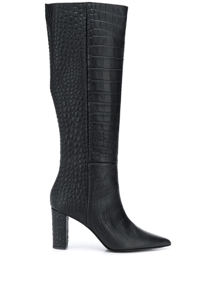 Marc Ellis Croc Embossed Knee-length Boots - Black