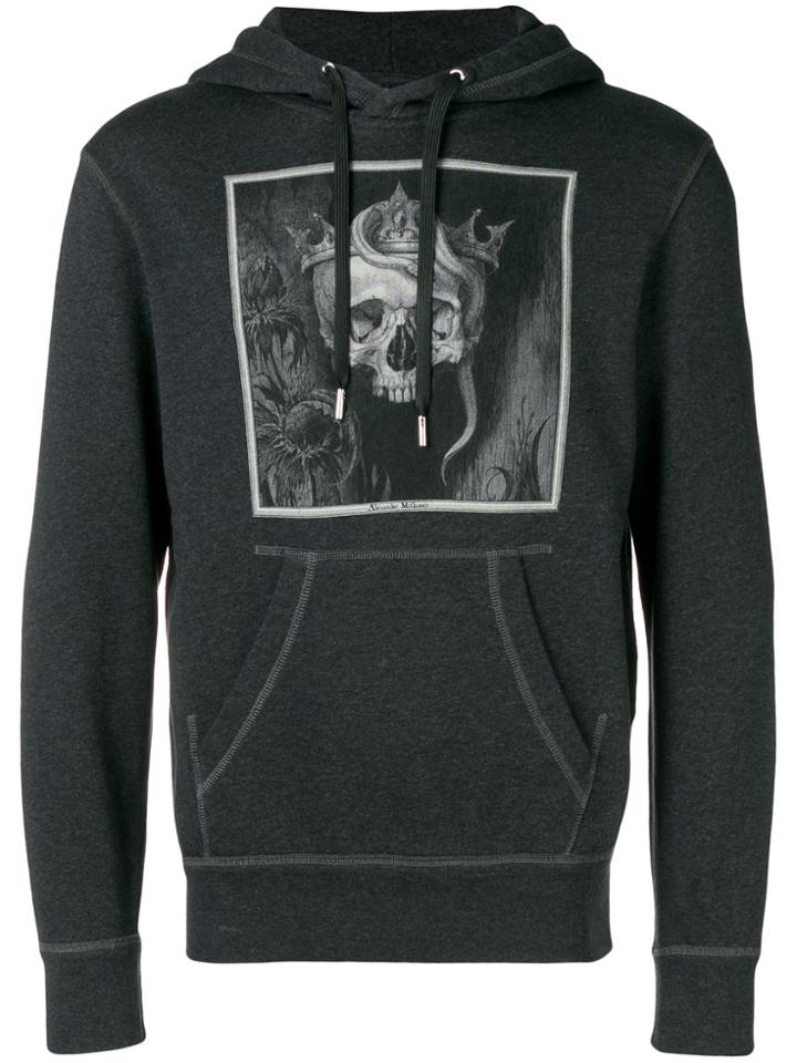 Alexander Mcqueen Crowned Skull Hoodie - Grey