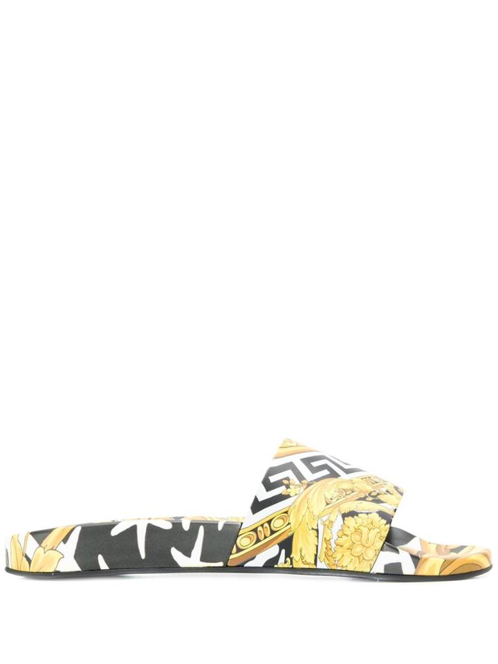 Versace Baroque Print Pool Slides - Black