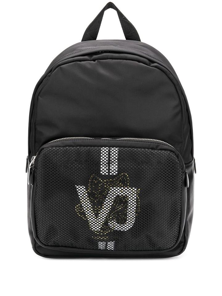 Versace Jeans Couture Mesh Logo Print Backpack - Black