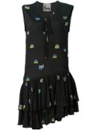 8pm Allover Cat Print Flared Dress, Women's, Size: M, Black, Viscose/polyester/polyurethane