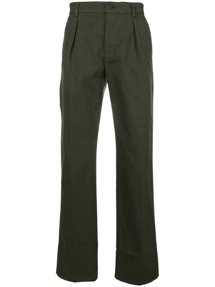 Fortela Straight-leg Pleated Trousers - Green